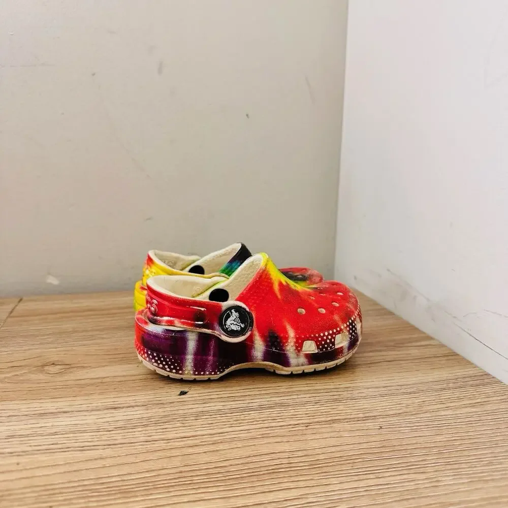Crocs Rainbow Tie Dye Toddler Clogs Kids Size 5